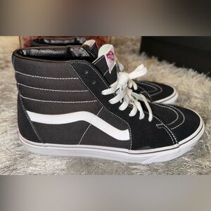 Vans Black Sk8 Hi Sneakers with White Stripe - Men 11.5
